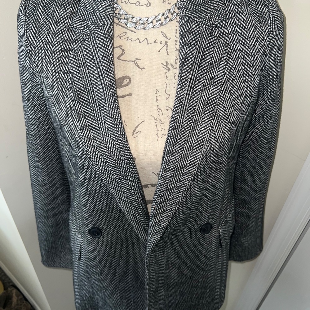 H&M Herringbone Patterned Double-Breasted Blazer - image 4